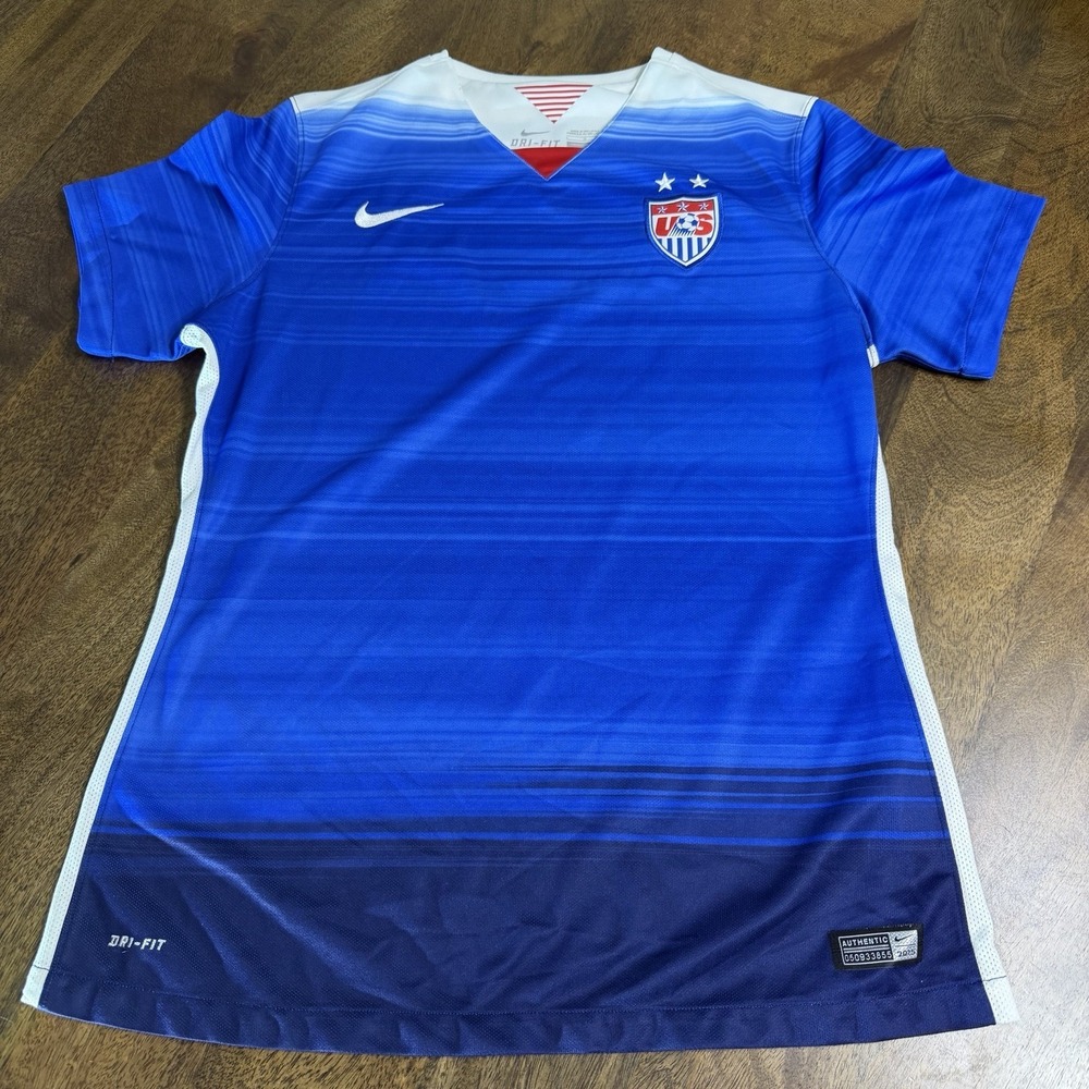 Nike Team USA Women's Stadium Away Soccer Jersey DriFit World Cup 2015 Sz Large